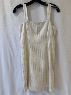 Club Monaco Striped Square Neck Linen Blend Minidress